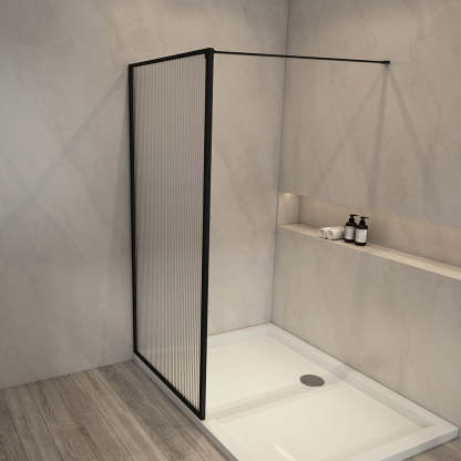 900/1000/1200x2000mm Shower Screen Single Door Fixed Panel Black Aluminum Framed 8mm Tempered Glass Left or Right Side-YT Bathroom