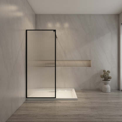 900/1000/1200x2000mm Shower Screen Single Door Fixed Panel Black Aluminum Framed 8mm Tempered Glass Left or Right Side-YT Bathroom