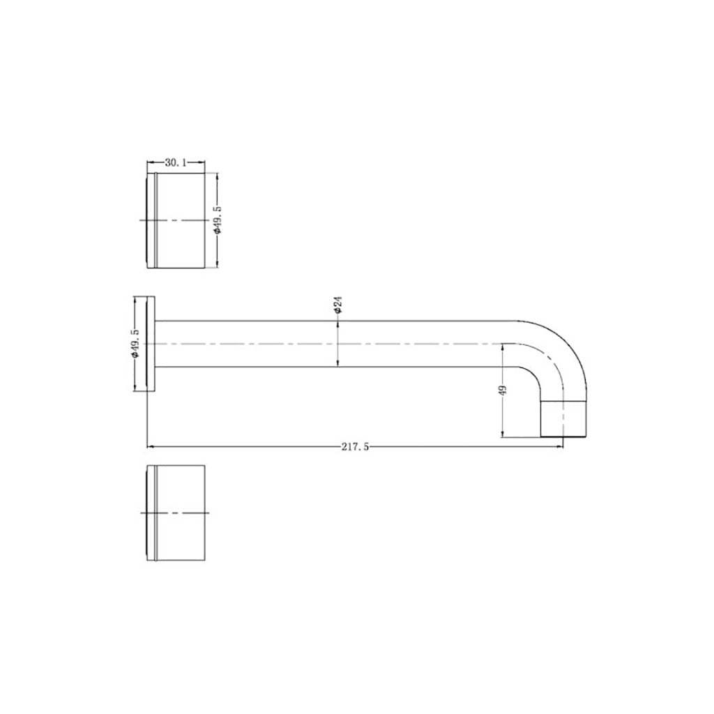 Nero Kara Brass Wall Basin Set (217mm) Brushed Gold-YT Bathroom