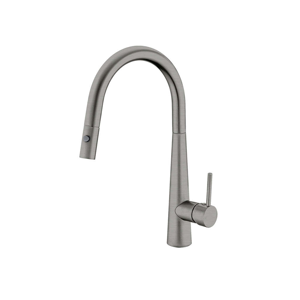 Nero Dolce Stainless Steel Pull Out Sink Mixer With Vegie Spray Gun Metal Grey-YT Bathroom