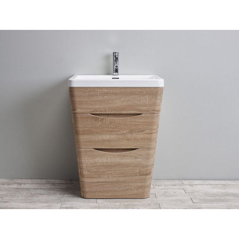 BelBagno Piramid 800mm Free Standing Vanity White Oak Two  Drawers One Tap Hole