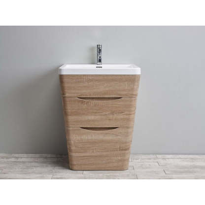 BelBagno Piramid 800mm Free Standing Vanity White Oak Two  Drawers One Tap Hole