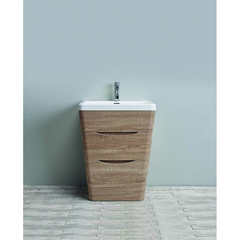 BelBagno Piramid 800mm Free Standing Vanity White Oak Two  Drawers One Tap Hole