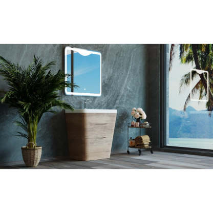 BelBagno Piramid 800mm Free Standing Vanity White Oak Two  Drawers One Tap Hole