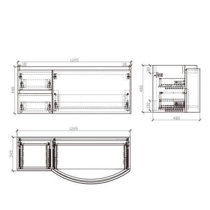 BelBagno Prospero 1200mm Wall Hung Vanity Glossy White Three Drawers One Tap Hole