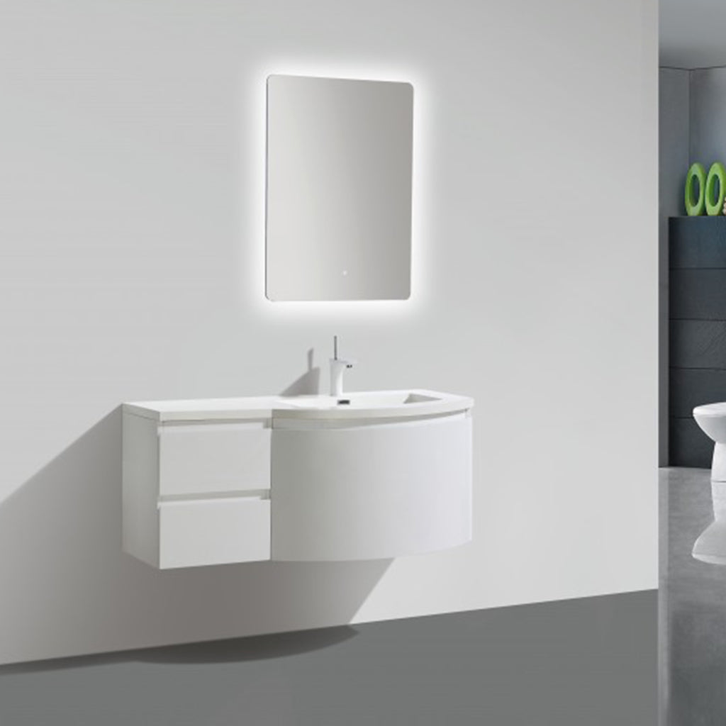 BelBagno Prospero 1200mm Wall Hung Vanity Glossy White Three Drawers One Tap Hole