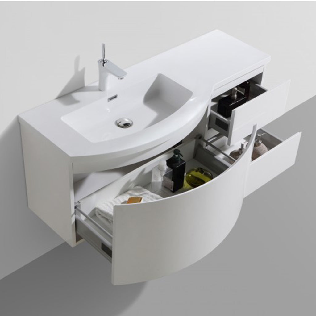 BelBagno Prospero 1200mm Wall Hung Vanity Glossy White Three Drawers One Tap Hole