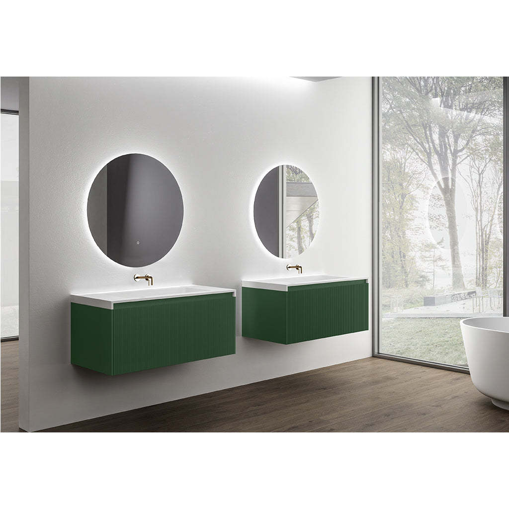 BelBagno Rimini 600mm Potter Clayt Red Wall Hung Vanity With Marble Basin And One Draw