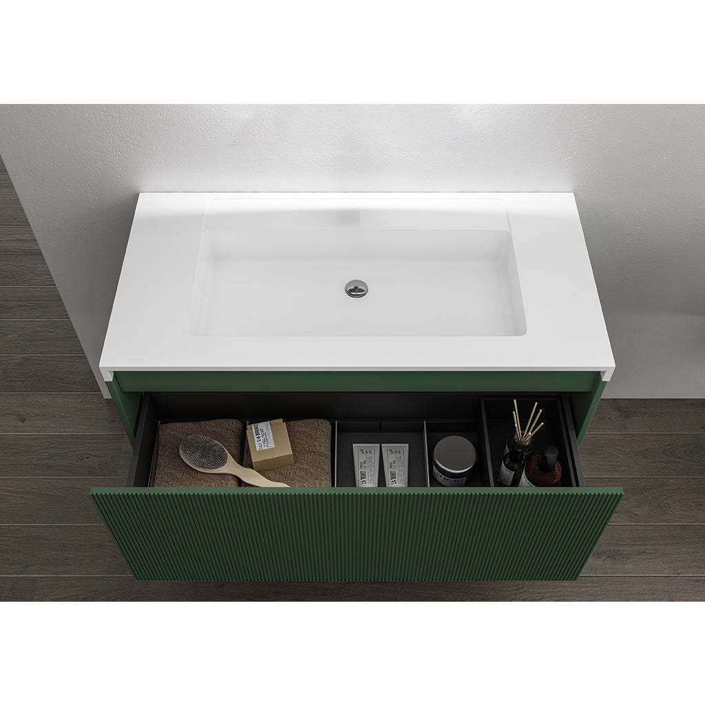 BelBagno Rimini 1000mm Rain Forest Green Wall Hung Vanity With Marble Basin And One Draw-YT Bathroom