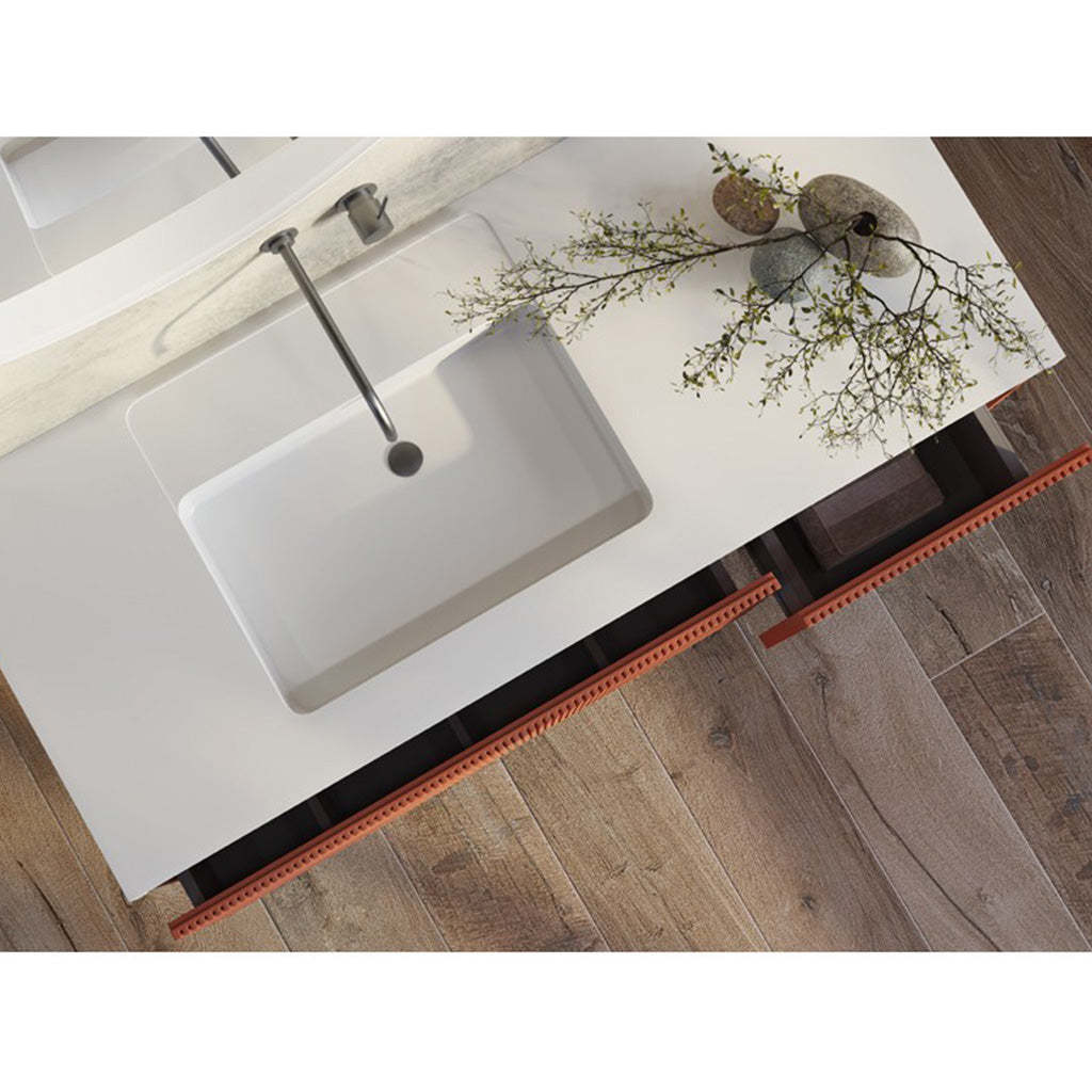 BelBagno Rimini 1200mm Potter Clayt Red Wall Hung Vanity With Marble Basin And Two Draws-YT Bathroom