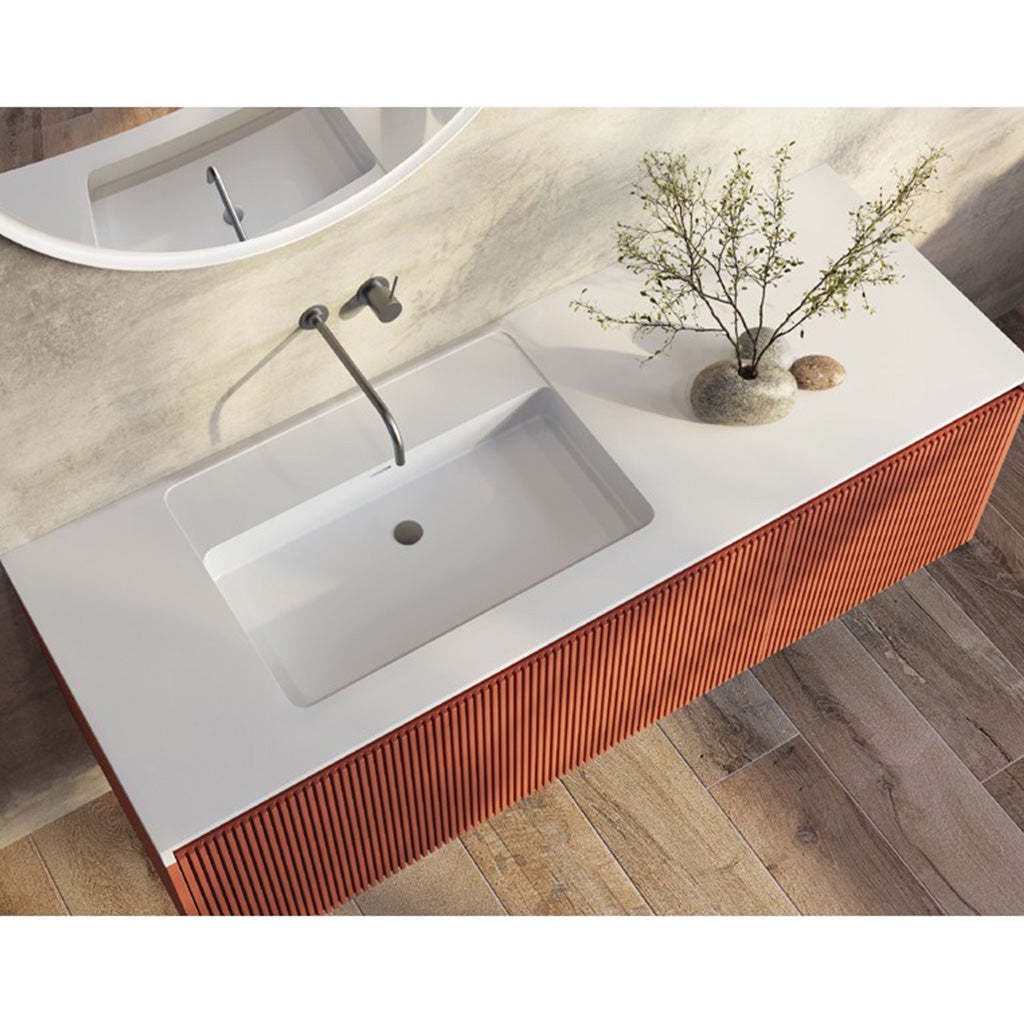 BelBagno Rimini 1400mm Potter Clayt Red Wall Hung Vanity With Marble Basin And Two Draws-YT Bathroom
