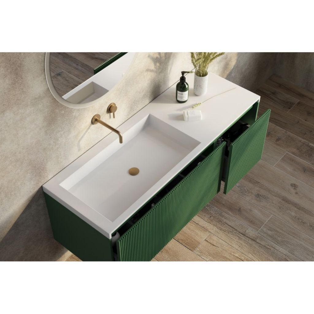 BelBagno Rimini 1400mm Rain Forest Green Wall Hung Vanity With Marble Basin And Two Draws-YT Bathroom
