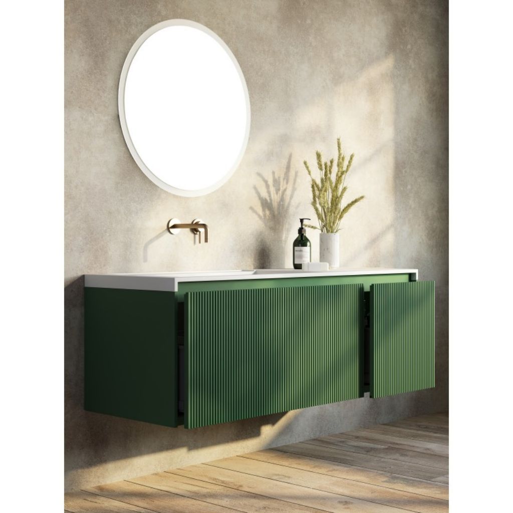 BelBagno Rimini 1400mm Rain Forest Green Wall Hung Vanity With Marble Basin And Two Draws-YT Bathroom