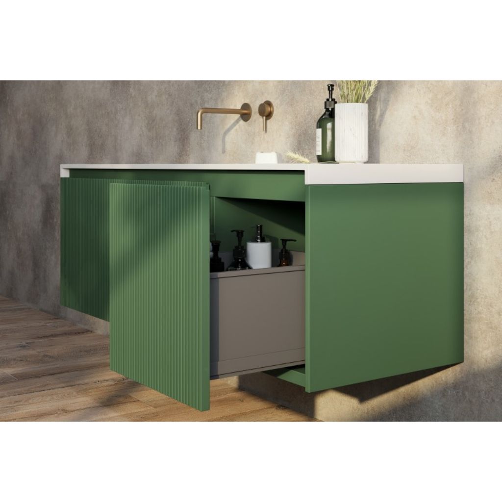 BelBagno Rimini 1400mm Rain Forest Green Wall Hung Vanity With Marble Basin And Two Draws-YT Bathroom