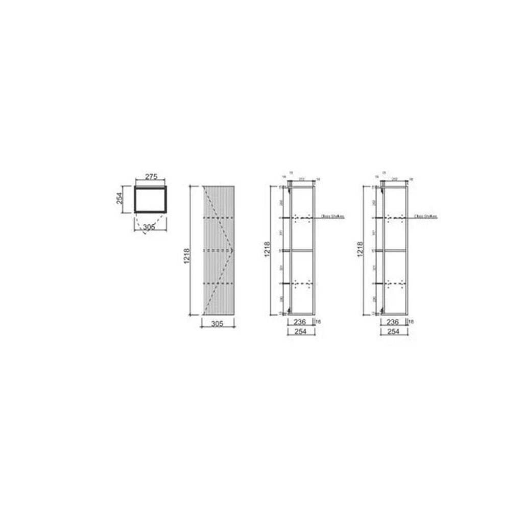 BelBagno Rimini 1200mm Potter Clayt Red Side Cabinet Left & Right Hand Wall Hung Vanity Tall Boy-YT Bathroom