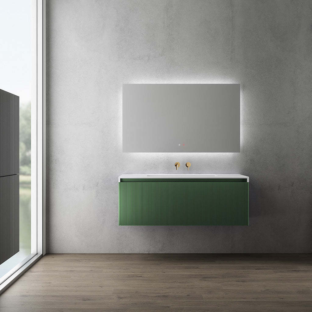 BelBagno Rimini 600mm Potter Clayt Red Wall Hung Vanity With Marble Basin And One Draw