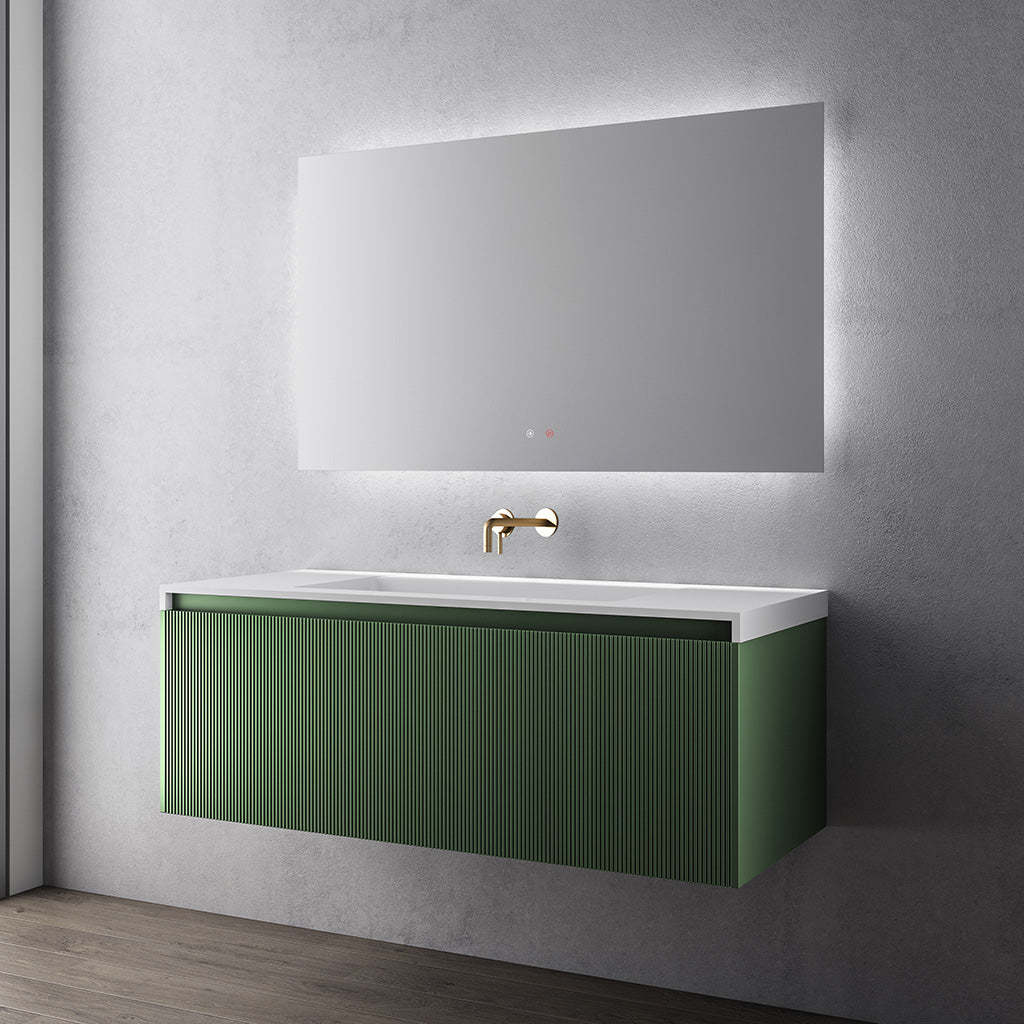 BelBagno Rimini 1200mm Rain Forest Green Wall Hung Vanity With Marble Basin And Two Draws-YT Bathroom