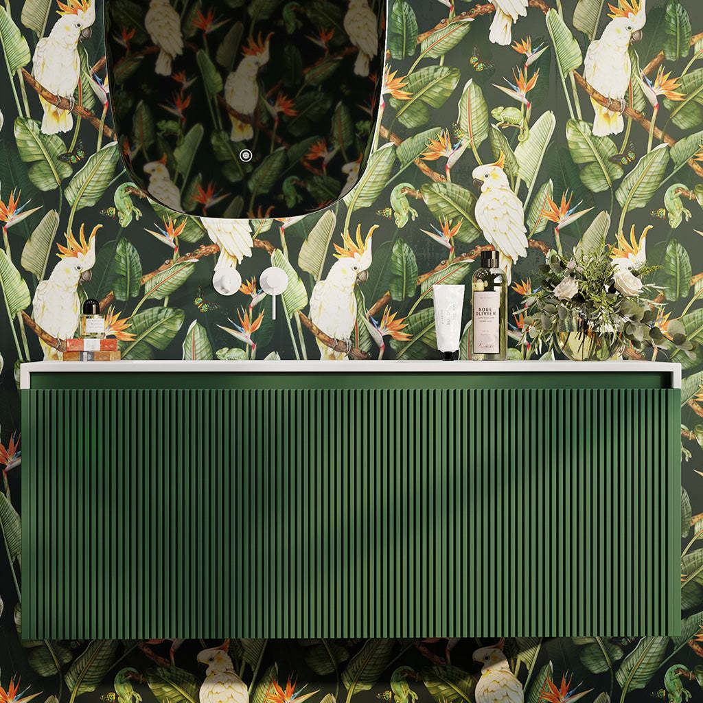 BelBagno Rimini 1200mm Rain Forest Green Wall Hung Vanity With Marble Basin And Two Draws-YT Bathroom