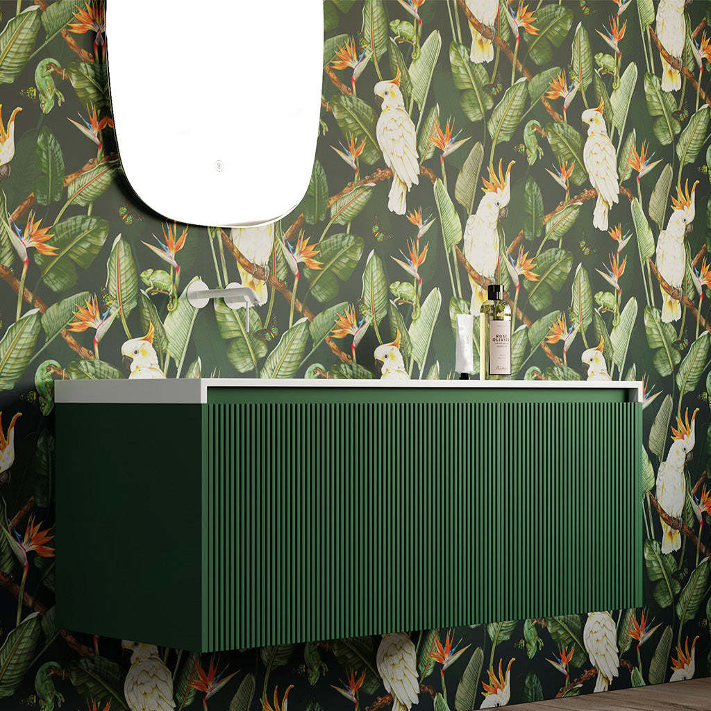 BelBagno Rimini 1200mm Rain Forest Green Wall Hung Vanity With Marble Basin And Two Draws-YT Bathroom