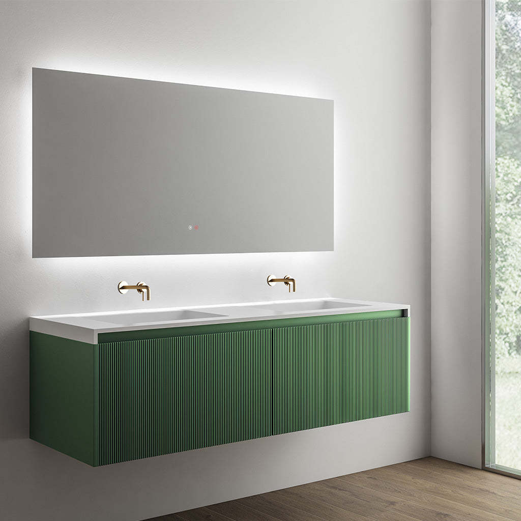 BelBagno Rimini 1500mm Rain Forest Green Wall Hung Vanity With Marble Basin And Two Draws-YT Bathroom