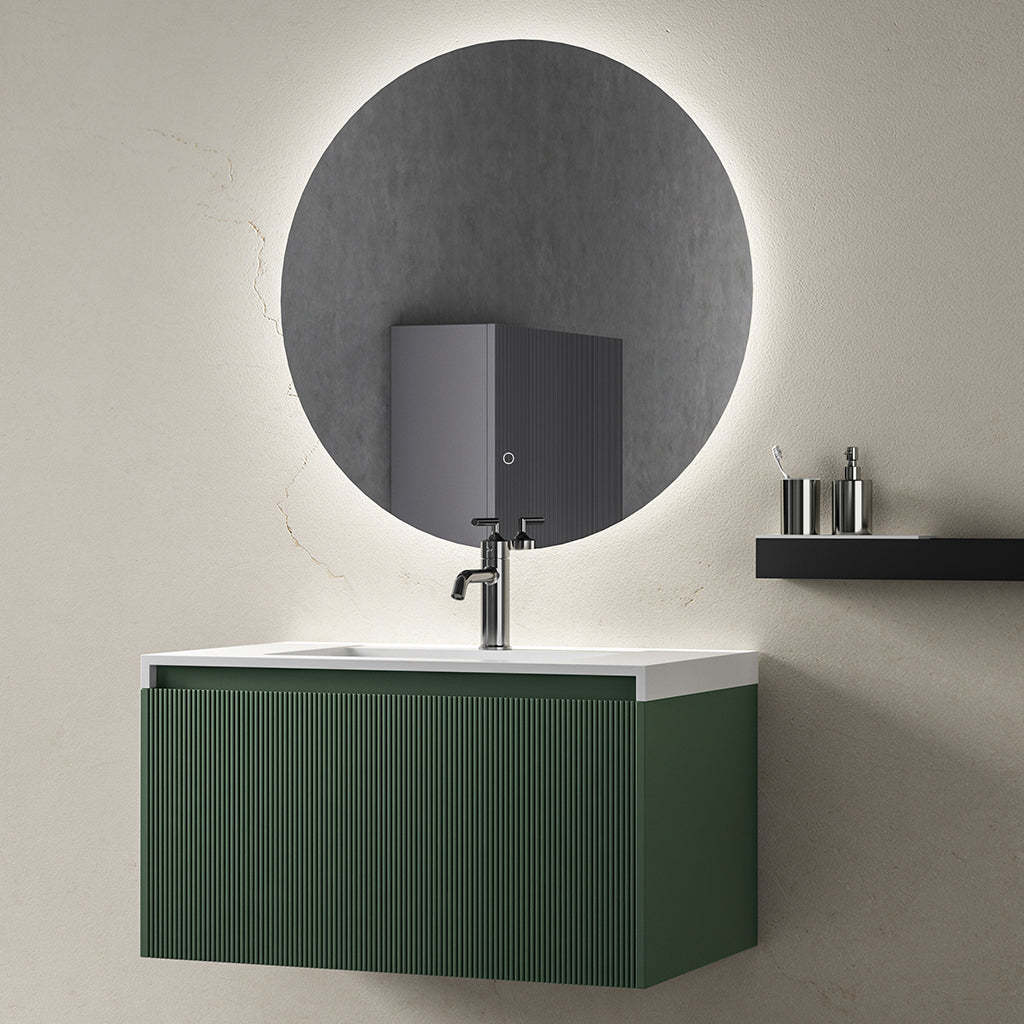 BelBagno Rimini 600mm Potter Clayt Red Wall Hung Vanity With Marble Basin And One Draw