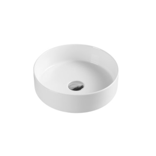 320x320mm Above Counter Basin Gloss White Bathroom Round Ceramic Wash Basin With Tap Hole-YT Bathroom