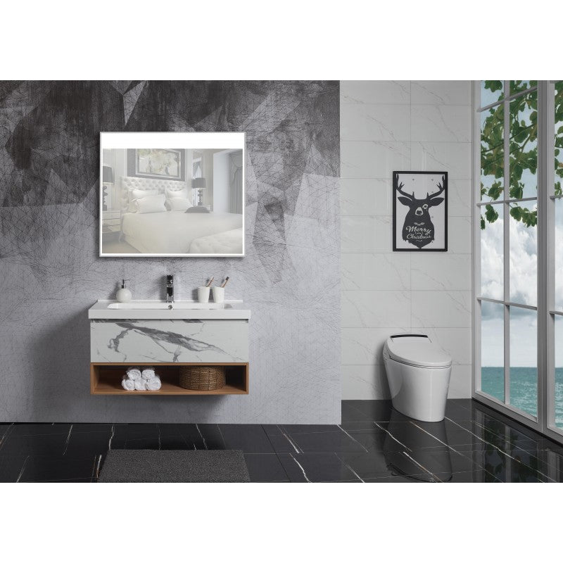 BelBagno Zero 1000mm Wall Hung Vanity Callacatta Two Drawers One Tap Hole