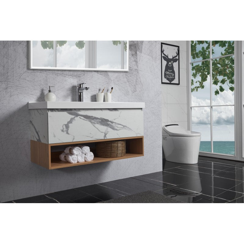 BelBagno Zero 1000mm Wall Hung Vanity Callacatta Two Drawers One Tap Hole