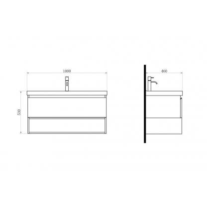 BelBagno Zero 1000mm Wall Hung Vanity Callacatta Two Drawers One Tap Hole