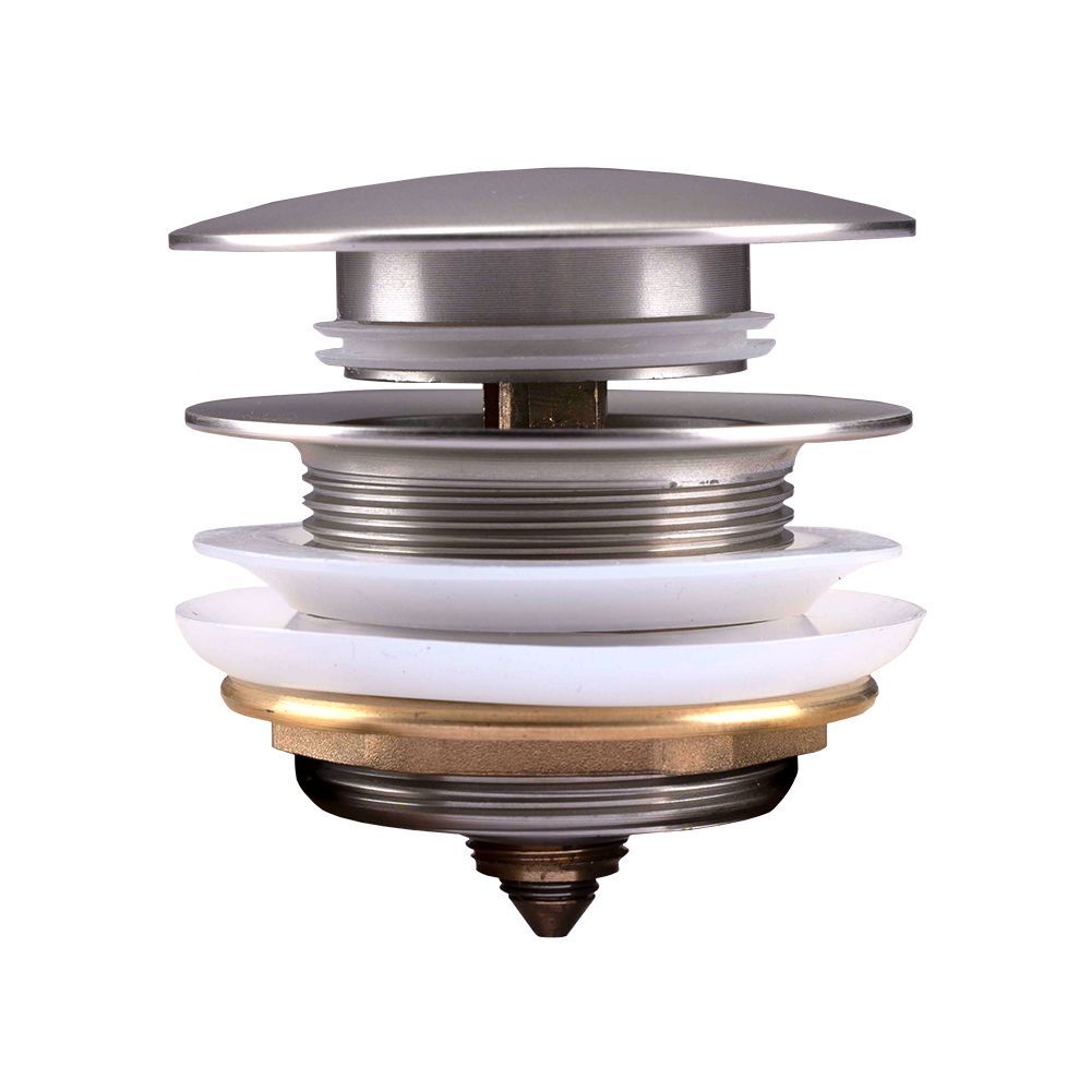 40mm brushed nickel, Solid Brass Bathtub Mushroom Pop Up Waste Drain NO Overflow-YT Bathroom