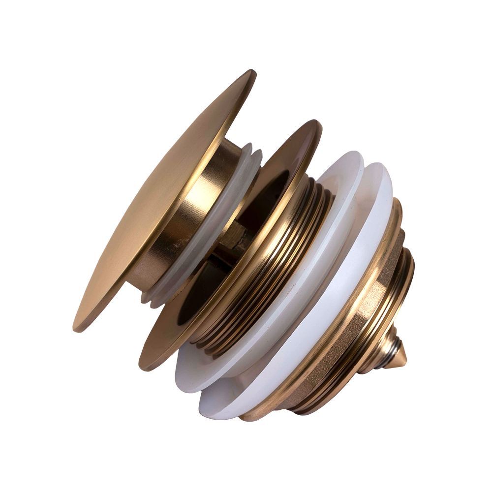 40mm Brushed Yellow Gold Solid Brass Bathtub Mushroom Pop Up Waste Drain NO Overflow-YT Bathroom