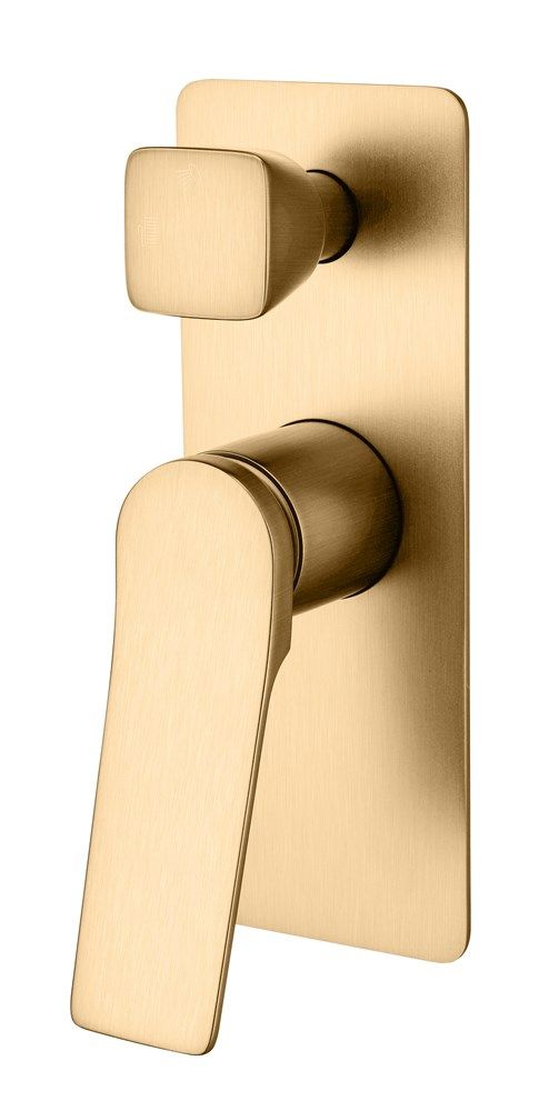 RUSHY Series Square Brushed Yellow Gold Wall Mixer With Diverter