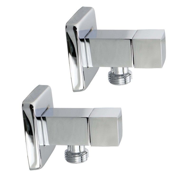 Laundry Square Chrome 1/4 Turn Washing Machine Stop Tap Pair-YT Bathroom