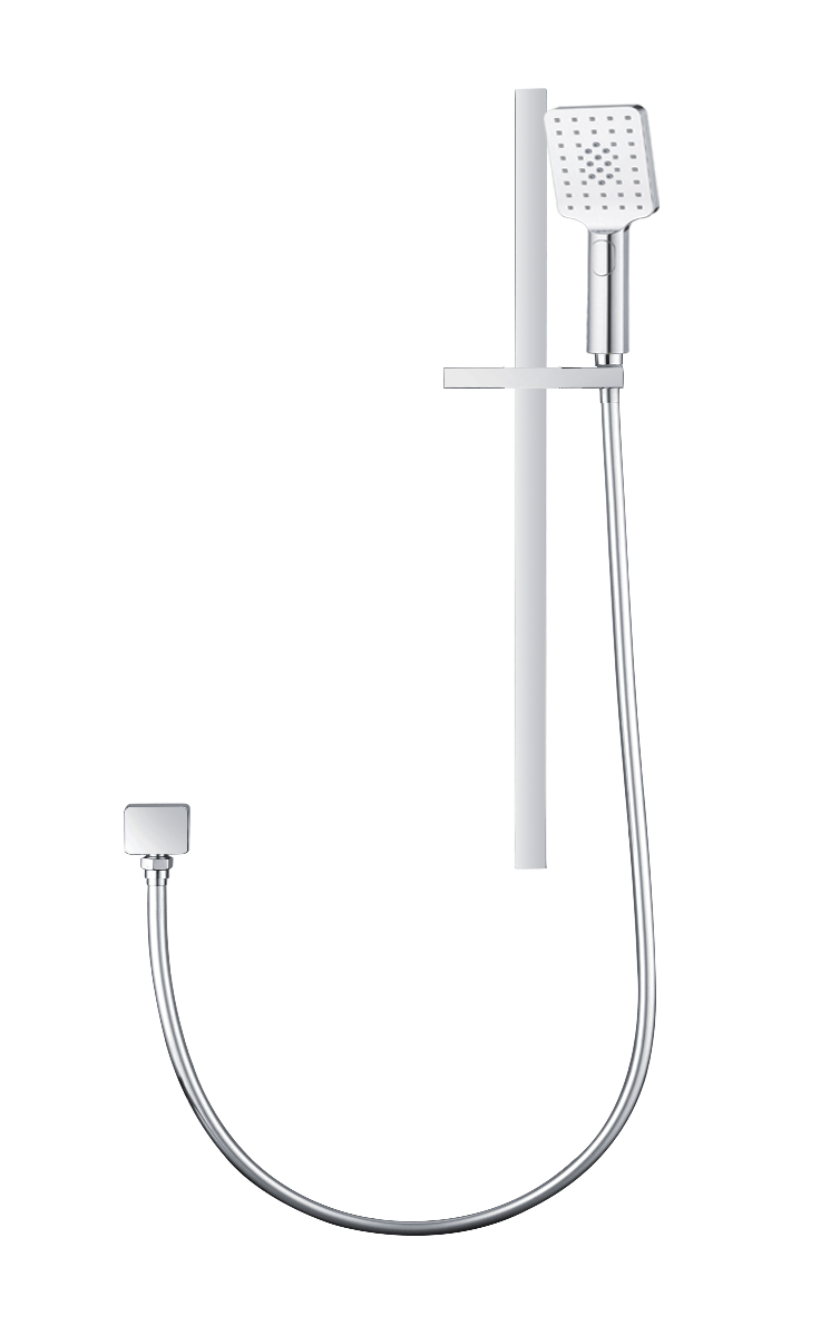3 Functions Square Chrome Hand held Shower Set With Rail