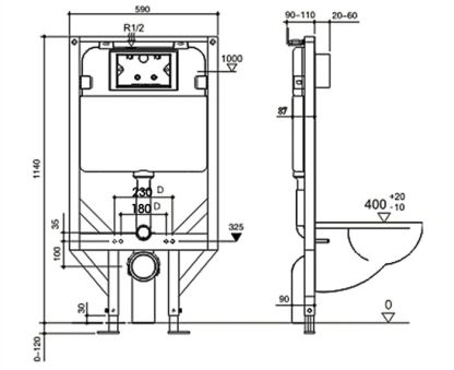 Alpha R&T Inwall Wall Hung Cistern