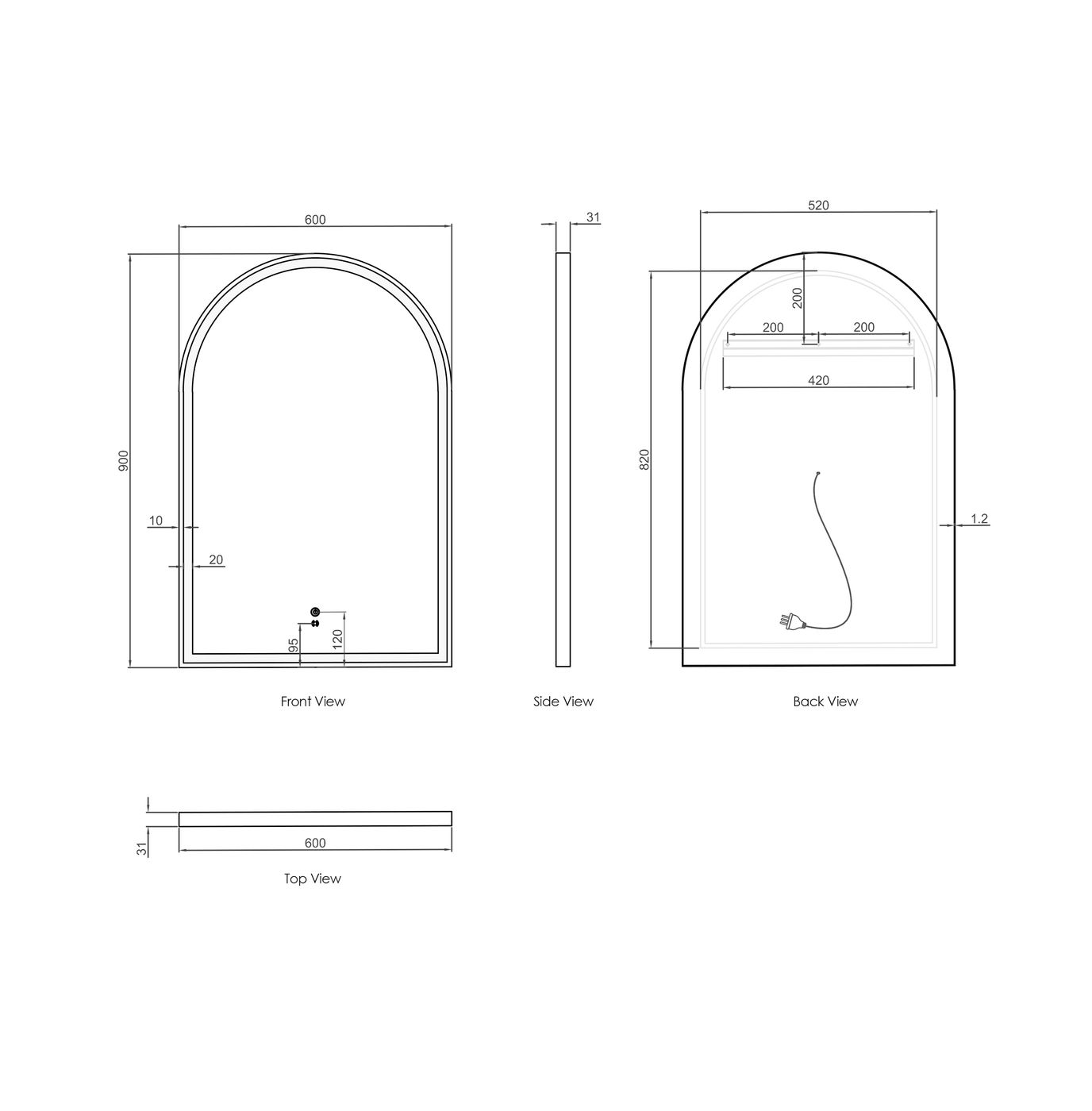 LED ARCHIE MIRROR 900X600