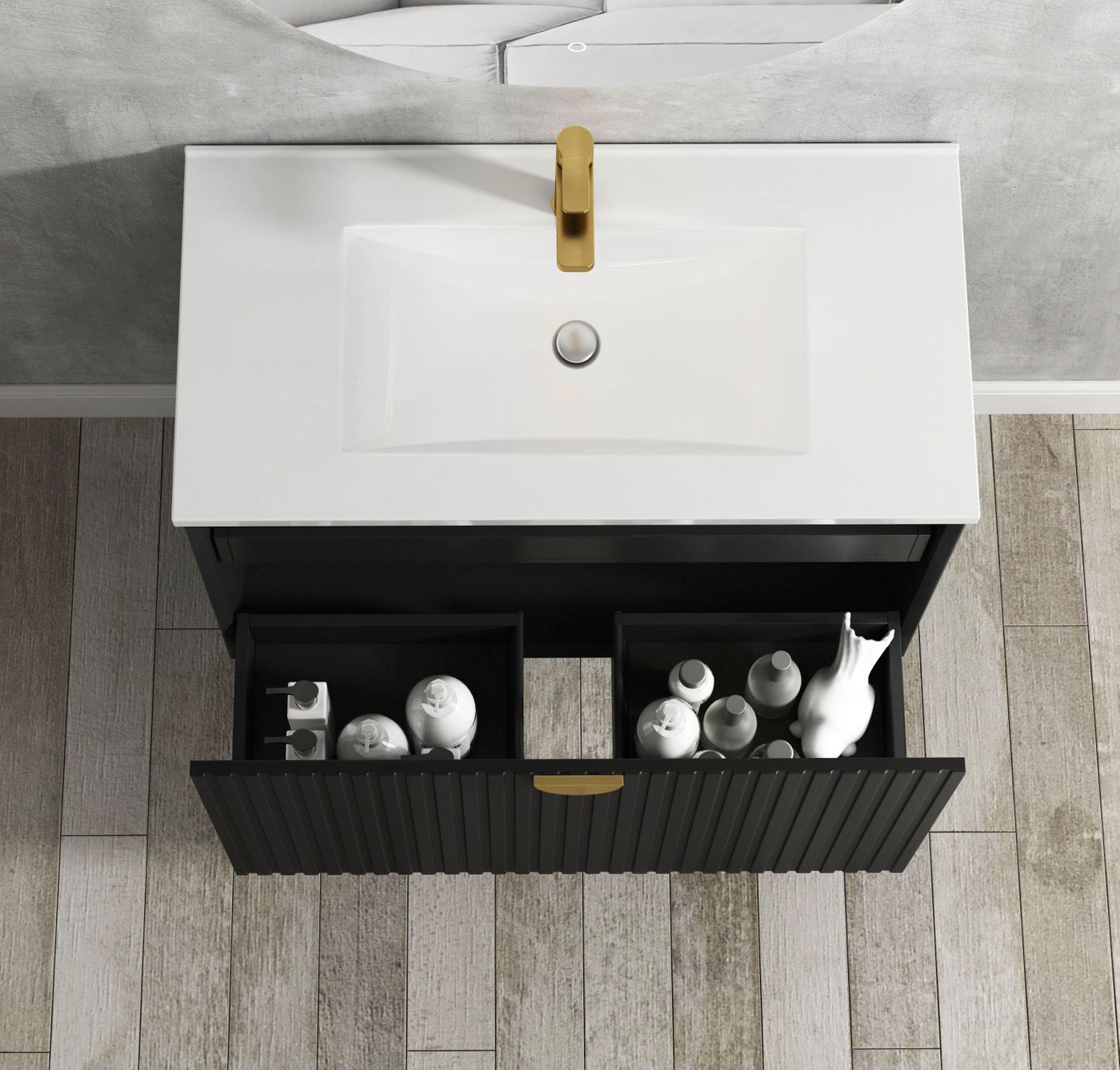 Otti Marlo Matte Black Wall Hung Vanity