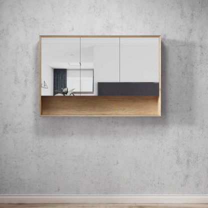 Byron Natural Oak Plywood Shaving Cabinet with Copper Free Mirrror