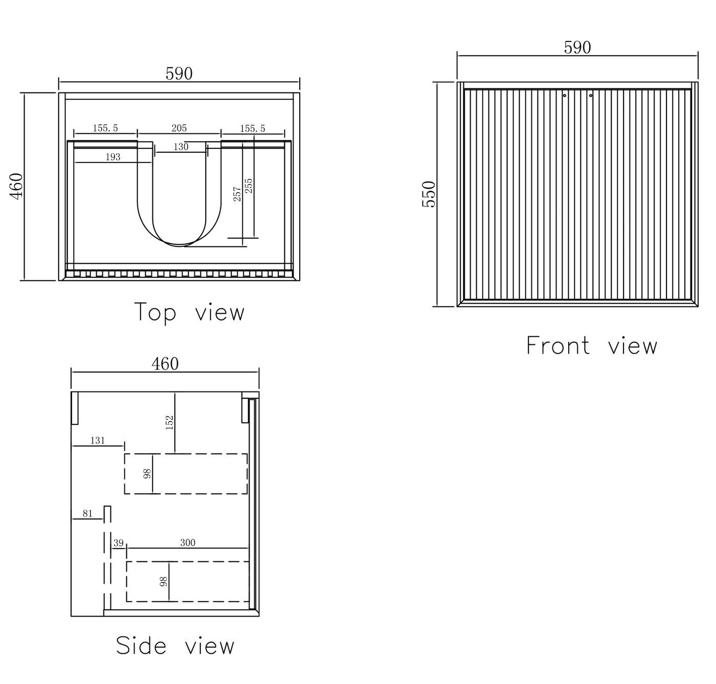 Otti Marlo Matte Black Wall Hung Vanity
