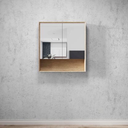 Byron Natural Oak Plywood Shaving Cabinet with Copper Free Mirrror