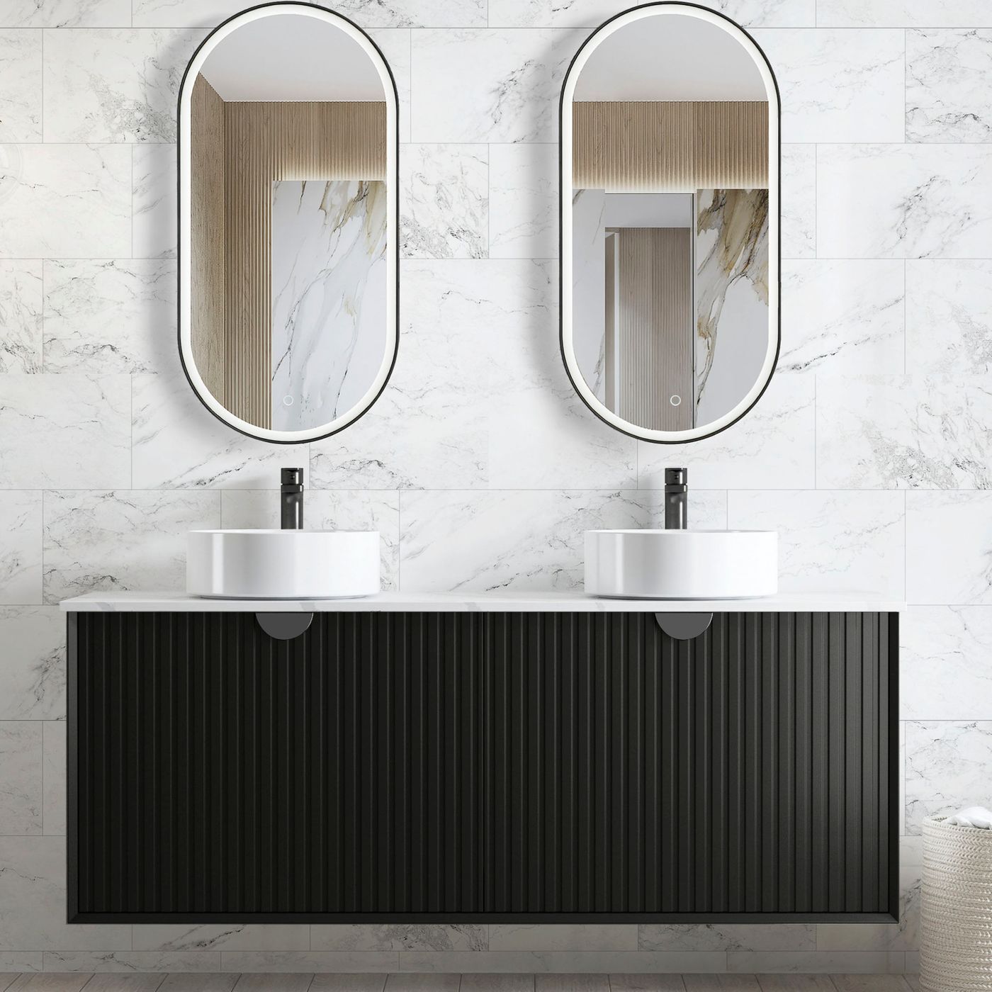 Otti Marlo Matte Black Wall Hung Vanity