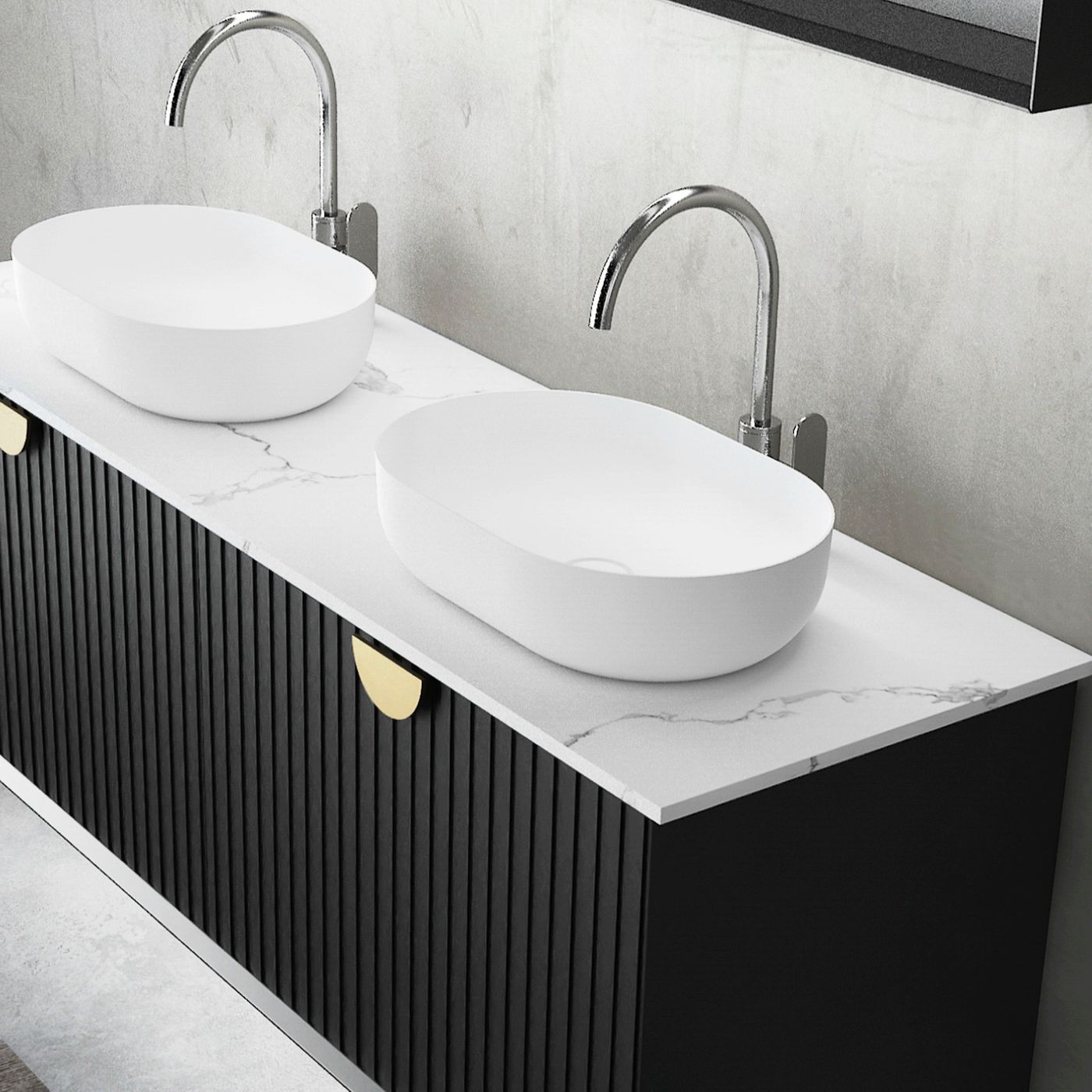 Otti Marlo Matte Black Wall Hung Vanity