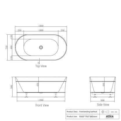 BONDI GLOSS WHITE BATH