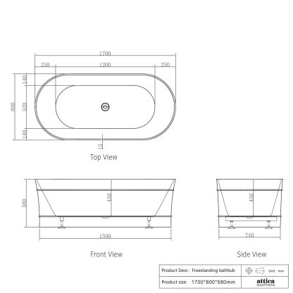 BONDI GLOSS WHITE BATH