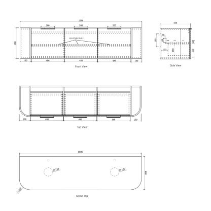 BONDI Wall hung vanity curved design