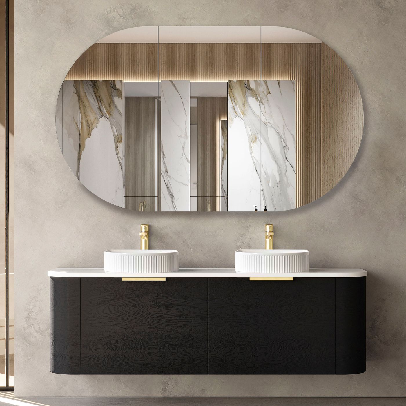 BONDI Wall hung vanity curved design