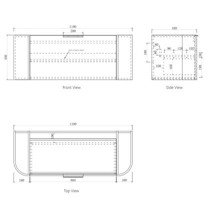 BONDI Wall hung vanity curved design