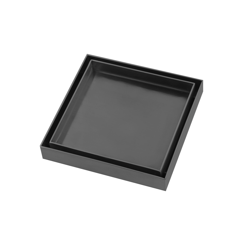 Gun Metal Grey Shower Grate Floor Waste Drain Smart Insert Tile 120*120mm(81.3mm Outlet)-YT Bathroom