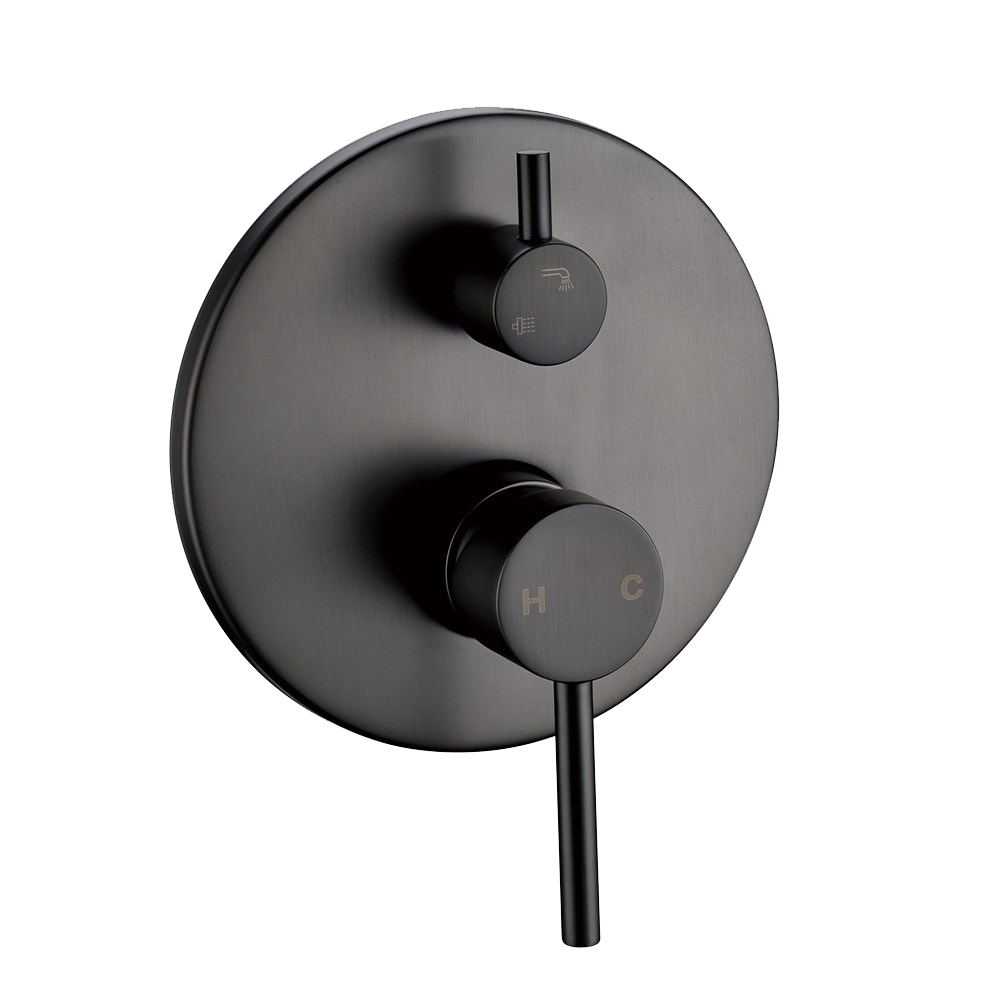 LUCID PIN Round Gun Metal Grey Shower/Bath Mixer Diverter(color up)