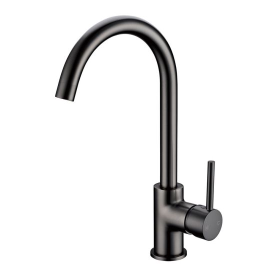 Round Gun Metal Grey Standard Kitchen Sink Mixer Tap